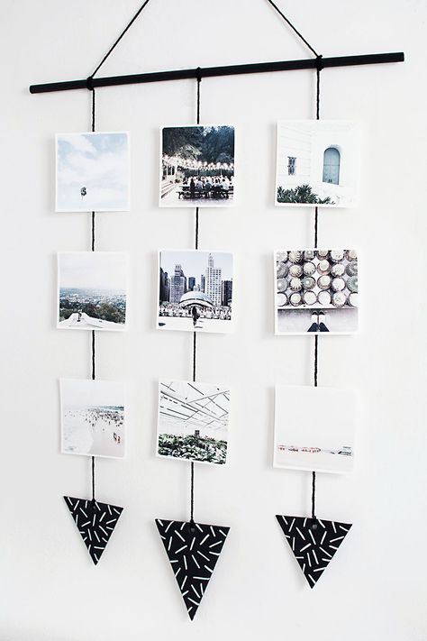 Photo wall hanging Foto Scale, Diy Photo Wall, Photo Wall Hanging, Diy Tumblr, Diy Wand, Living Wall Decor, 카드 디자인, Deco Originale, Wall Hanging Diy