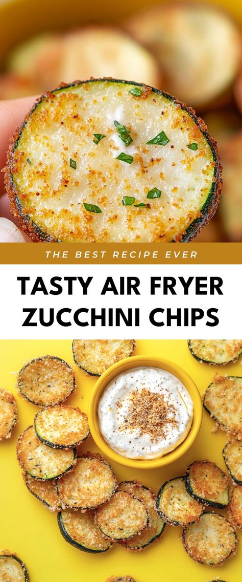 Image for Tasty Air Fryer Zucchini Chips Air Fried Zucchini Chips, Zucchini Chips Airfryer, Zucchini In The Air Fryer, Zucchini Snacks, Air Fryer Zucchini Chips, Baked Zucchini Chips, Zucchini Recipes Baked, Air Fryer Zucchini, Zucchini Chips Baked