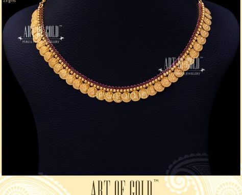 Light Weight Lakshmi Kasumala | Art of Gold Jewellery, Coimbatore Lakshmi Coin Necklace, Kasu Necklace Designs Gold, Lakshmi Kasulaperu Jewellery, Less Weight Gold Necklace, Coin Necklace Gold Indian, Simple Antique Necklace Gold, Lakshmi Necklace Gold, Simple Necklace Gold Indian, Kids Necklace Gold