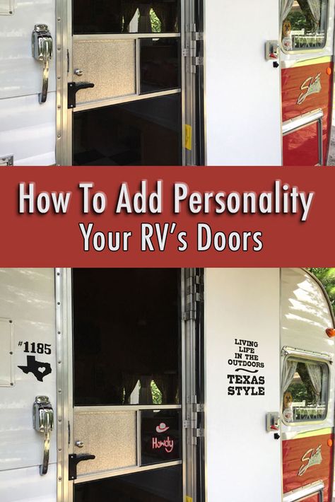 Decorating Your Camper's Doors – Mrs Padillys Travels Trailer Hacks, Rv Screen Door, Bell Tent Camping, Glamping Trailer, Dream Camper, Travel Trailer Living, Rv Exterior, Camper Interior Design, Rv Door