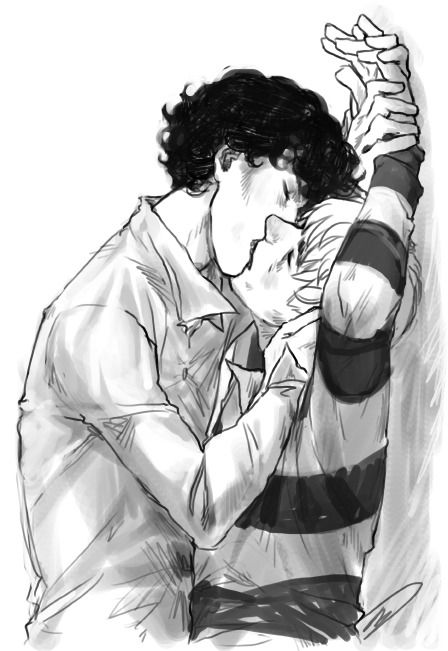 time to go to bed the-jewellers-hands: could you please draw Sherlock pinning John’s hands against a wall above him and kissing him? :D Johnlock Fanart, Sherlock Holmes John Watson, John Lock, Sherlock Art, Watson Sherlock, Benedict And Martin, Jim Moriarty, Sherlock Holmes Bbc, Sherlock Fanart