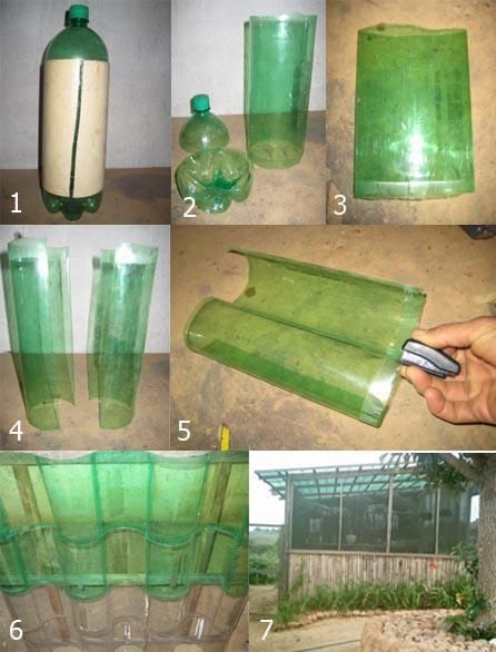 Homesteading / Survivalism    Awesomely creative way of making corrugated roofing from soda bottles for a greenhouse or shed. Reuse Plastic Bottles, نباتات منزلية, Corrugated Roofing, Diy Greenhouse, Plastic Bottle Crafts, Reduce Reuse Recycle, Soda Bottles, Reuse Recycle, Plastic Bottle