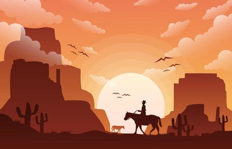 Wild West Cowboy Background Cowboy Mural, Wild West Background, Cowboy Landscape, Cowboy Background, Western Wallpapers, Cowboy Sunset, Desert Background, Macbook Wallpapers, Inktober 2024