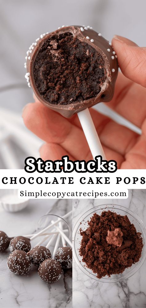 The Best Starbucks Chocolate Cake Pop Recipe - Simple Copycat Recipes Starbucks Chocolate Cake Pops, Starbucks Chocolate Cake, Chocolate Cake Pops Recipe, Brownie Cake Pops, Starbucks Cake Pops, Starbucks Chocolate, Cake Pop Recipe Easy, Starbucks Cake, Miniature Chocolate