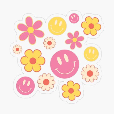 Get my art printed on awesome products. Support me at Redbubble #RBandME: https://www.redbubble.com/i/sticker/Groovy-Smiley-Faces-and-Daisies-by-Catalinandrei/163315699.O9UDB?asc=u Groovy Stickers, Flower Stickers, Plastic Stickers, Smiley Faces, Face Stickers, Decorate Notebook, Coloring Stickers, Retro Flowers, Eye Catching Colors