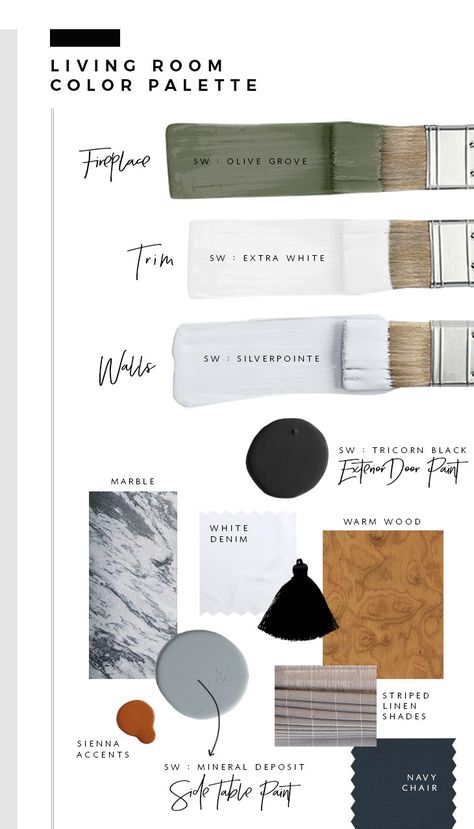 Living Room Palette, Room Palette, Room For Tuesday, Color Palette Living Room, Olive Grove, Coastal Living Rooms, Marble Wood, Room Paint Colors, Room Color