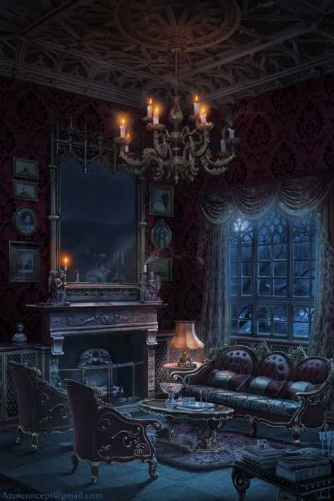 ArtStation - Vampire`s Room, Ihor Reshetnikov Vampire School Aesthetic, Vampire House Decor, Vampire Castle Aesthetic, Vampire Room Ideas, Vampire Interior, Vampire House Aesthetic, Vampire House Interior, Vampire Castle Interior, Vampire Room Aesthetic