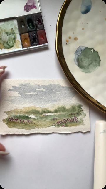 Bree Copley on Instagram: "What better way to show you this beautiful watercolor palette than with a this quick and easy mini tutorial I hope you will try!   I have collaborated with @lettersparrow to bring you the “Picturesque” palette!   About the palette :   Kelly is the artisan behind these beautifully hand crafted watercolor paints and I meticulously selected each color and this pocket size palette with room for mixing for simplicity and convenience.  This palette a harmonious balance of vibrant and neutral colors, essential for capturing the essence of picturesque scenes." Flower Journal, Mini Tutorial, Watercolor Palette, Watercolor Paints, Beautiful Watercolor, Pocket Size, Watercolour Painting, Neutral Colors, Watercolor Painting