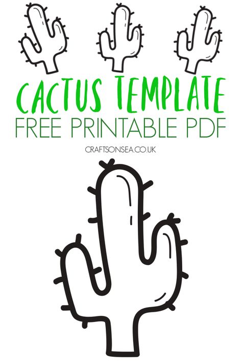 Cactus Template (Free Printable PDF) Cactus Preschool Craft, Printable Cactus Template, Cactus Outline Free Printable, Cactus Stencil Printable, Cactus Free Printable, Cactus Coloring Page Free Printable, Desert Crafts Preschool, Cactus Template Free Printable, Cactus Template