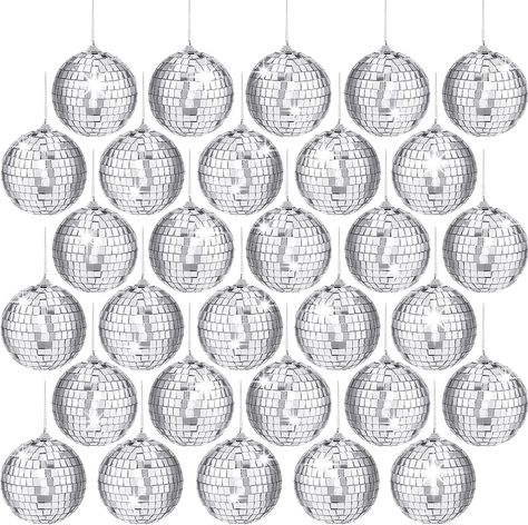 Disco Decor, Christmas Mirror, Silver Baubles, Disco Decorations, Jute Hanging, Tree Home, Sparkling Lights, Christmas Central, Mirror Ball