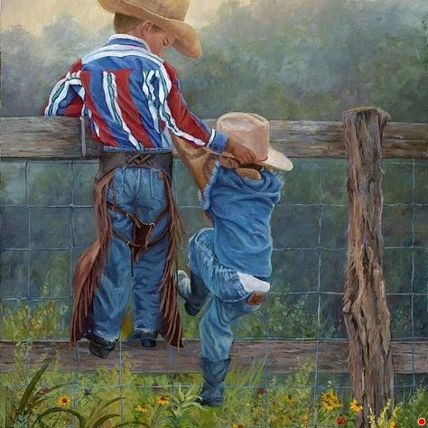 Diamond Drawing, Art Lessons For Kids, Little Cowboy, Cowboy Up, Cowboy Art, 수채화 그림, Diamond Mosaic, Cross Paintings, Western Art