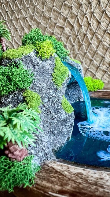 Resin Waterfall, Scene Ideas, Resin Water, Water Fall, Diy Vinyl, Outdoor Projects, Hutch, Resin Crafts, Resin Art