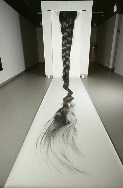 Chinese Contemporary Art, Hair Illustration, Colossal Art, Hair Magazine, Graphite Drawings, Charcoal Drawing, Sculpture Installation, How To Draw Hair, Hair Art