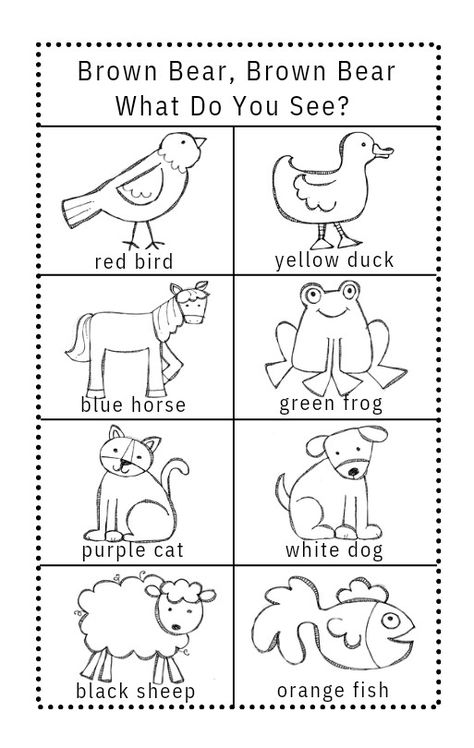 Brown Bear What Do You See, Brown Bear What Do You See Activities, Brown Bear Worksheet, English 1st Grade Worksheets, Read And Color Worksheets, Brown Bear Brown Bear Activities, Read And Color, English Primary School, Brown Bear Brown Bear