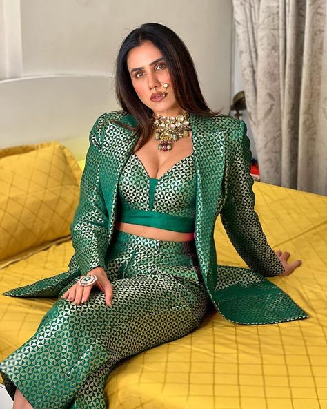 Printed Co-ord Sets From Bollywood Celebrities Closets Printed Co Ord Set, Co Ord Suit, Celebrity Closet, Strappy Crop Top, Coordinating Outfits, Western Look, Bralette Tops, Blazer Outfits, Co Ord Set