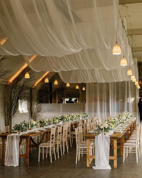 Ceiling Florals Wedding, Draping Wedding, Wedding Ceiling, Romantic Florals, Dream Wedding Decorations, Barn Wedding Decorations, Dream Wedding Venues, Wedding Decor Style, Wedding Hall