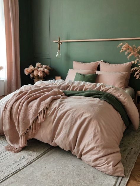 Green And Blush Bedroom, Blush Bedroom Ideas, Sage Green And Blush Bedroom, Blush Bedroom Decor, Pink Green Bedrooms, Olive Green Bedrooms, Sage Bedroom, Blush Pink Bedroom, Blush Bedroom