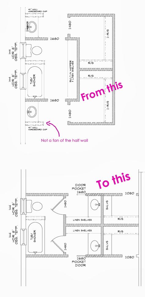 Jack And Jill Bathroom Separate Vanities, Shared Bathroom Layout, Jack And Jill Bathroom Ideas Layout, Jack And Jill Bathroom Layout, Jack And Jill Bathroom Ideas, Kids Bathroom Layout, Bathroom Floorplan, Jack Jill Bathroom, Jack N Jill Bathroom Ideas