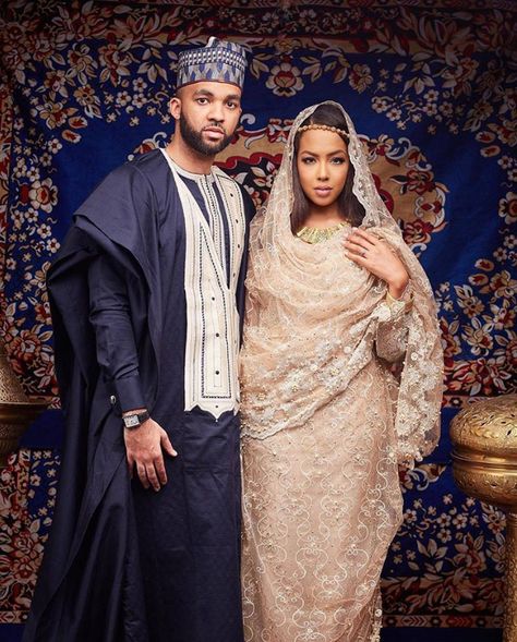 Bride & Groom Wedding Dresses Men, Nigerian Wedding Dresses, Nigerian Wedding Attire, Wedding Dresses Traditional, Hausa Bride, Nigerian Wedding Dresses Traditional, Hausa Wedding, African Inspired Wedding, Nikah Decor