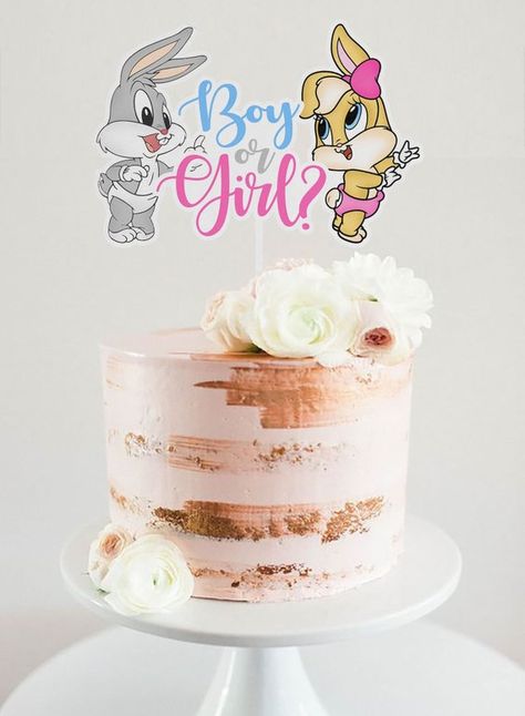 Baby Looney Tunes Cake, Looney Tunes Cake, Baby Bugs Bunny, Gender Reveal Candy, Baby Shower Pictures, Pregnancy Gender Reveal, Gender Reveal Party Theme, Gender Reveal Themes, Baby Bug