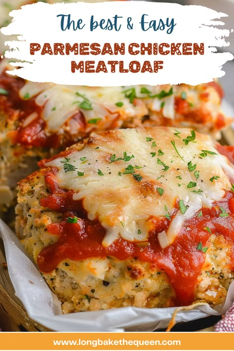 Meatloaf Healthy Recipes, Parmesan Meatloaf Recipes, Meatloaf Chicken, Ground Chicken Parmesan, Healthy Recipes For Family, Ground Chicken Parmesan Patties, Mini Chicken Meatloaf, Chicken Meatloaf Recipes Healthy, Parmesan Chicken Meatloaf