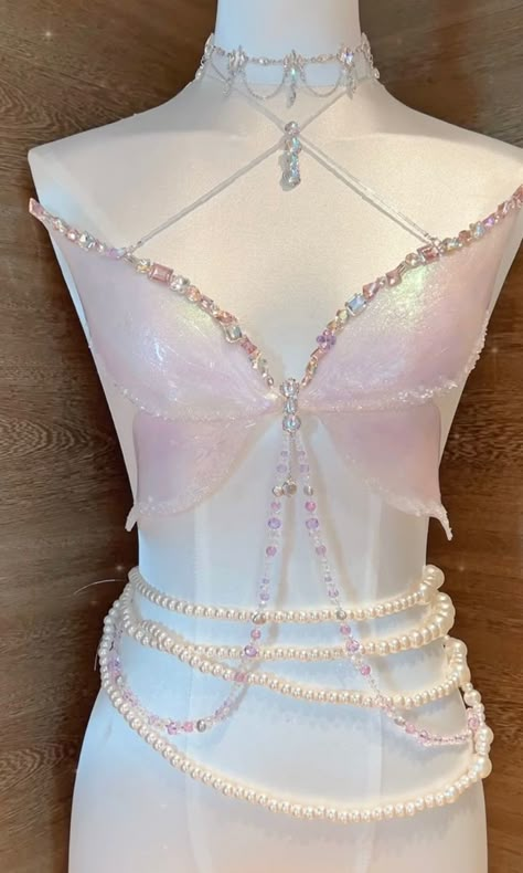 Corset Bra Top, Mermaid Corset, Resin Mermaid, Butterfly Resin, Top Cosplay, Old Bras, Pink Corset, Corset Bra, Her Cut