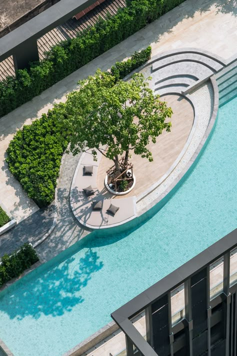 Sansiri-TheLineWSW-Facilities-34 | Wison Tungthunya & W Workspace Swimming Pool Trends, Hotel Landscape, Pool Water Features, Pool Landscape Design, Resort Pools, Modern Pools, Landscape And Urbanism, Landscape Architecture Design, Landscape Plans