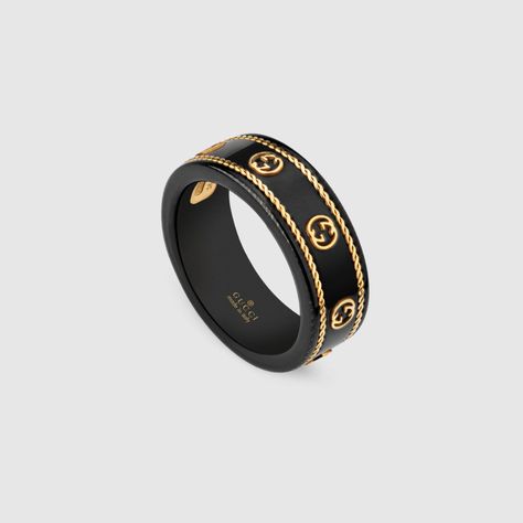 New Zealand Jewellery, Versace Ring, Black Icon, Gucci Jewelry, Gold Rings Fashion, Diamond Supply, Icon Collection, 18k Yellow Gold Ring, Black Rings