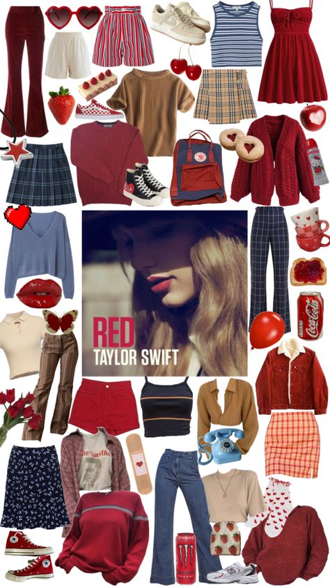 #taylorswift #red #redtaylorswift Taylor Swift Red Outfits Inspiration, All Too Well Outfit Taylor Swift, Red Outfit Inspo Taylor Swift, Red Taylor Swift Aesthetic Outfits, All Too Well Outfit, Red Taylor Swift Outfit, Taylor Swift Red Outfits, Taylor Swift Red Era Outfits, Red Eras Tour Outfit