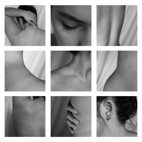 Face eyes skin hand stomach back arm neck hair ear black and white body photography self portrait Close Up Body Photography, Body Aesthetics Photography, Body Image Photography, Sequence Photography, Human Body Photography, Female Body Photography, Woman In Nature, Photography Self Portrait, Photography Major