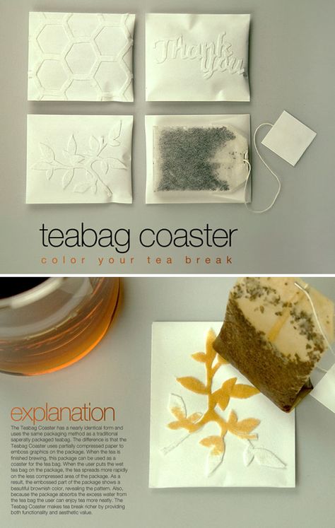 Teabag Coasters Teabag Packaging, Clever Packaging, Tea Packaging Design, Cool Packaging, Tea Design, Unique Tea, Tea Brands, Graphic Design Packaging, Tea Packaging