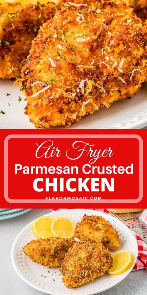 Air Fryer Parmesan Crusted Chicken, Air Fryer Recipes Chicken Breast, Crusted Chicken Breast, Chicken Cutlet Recipes, Air Fryer Chicken Tenders, Parmesan Crusted Chicken, Air Fried Chicken, Air Fryer Recipes Chicken, Air Fryer Dinner Recipes