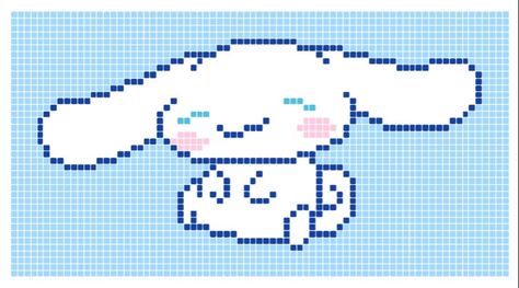 🐇💙🤍 Pixel Grid Ideas, Alpha Grid, Grid Crochet Patterns, Hello Kitty Cross Stitch, Crochet Pixel Art, Kitty Cross Stitch, Grid Crochet, Crochet Grid, Pixel Grid