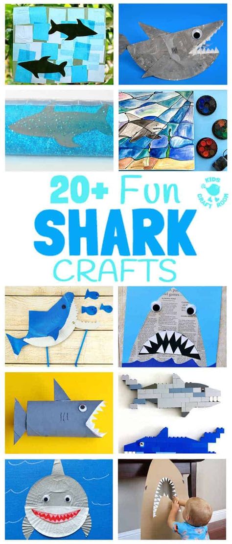 Shark Crafts For Kids, Shark Week Crafts, Shark Crafts, Shark Activities, Shark Craft, Crafts And Activities For Kids, Kids Craft Room, Shark Art, Printables Free Kids