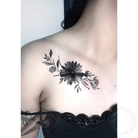 Chest Cover Up Tattoo Female Black, Collar Bone Cover Up Tattoo, Chest Cover Up Tattoo Female, Cover Up Tattoo Frauen, Cover Up Tattoos Before And After, Cover Up Tattoos For Women, Name Covers, Side Chest, Floral Tattoo Design