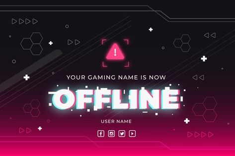 Abstract offline twitch banner in gammer... | Free Vector #Freepik #freevector #banner #abstract #design #technology Mascara Hannya, Sound Waves Design, Futuristic Typography, Twitch Streaming Setup, Stream Design, Twitch Banner, Gfx Design, Streaming Setup, Dark Jokes