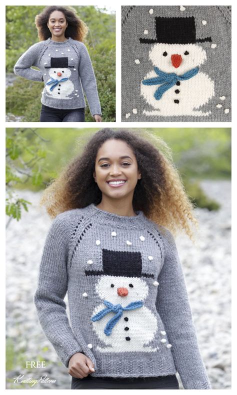 Snowman Sweater Free Knitting Patterns - Knitting Pattern Christmas Knitting Patterns Free, Knitted Christmas Jumpers, Snowman Sweater, Jumper Pattern, Jumper Knitting Pattern, Jumper Patterns, Christmas Knitting Patterns, Christmas Jumper, Crochet Christmas