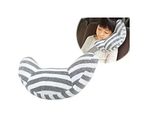 Travel Pillow for Kids, Wo Baby Car Seatbelt Cushion Pillow Strap Covers, Children Head&Neck Support, Snooze Comfort in Car (Gray Stripes) Sore Neck And Shoulders, Sore Neck, Pink Bar, U Shaped Pillow, Car Seat Headrest, Child Car Seat, Seat Belt Cover, Gray Stripes, Pillow Fabric