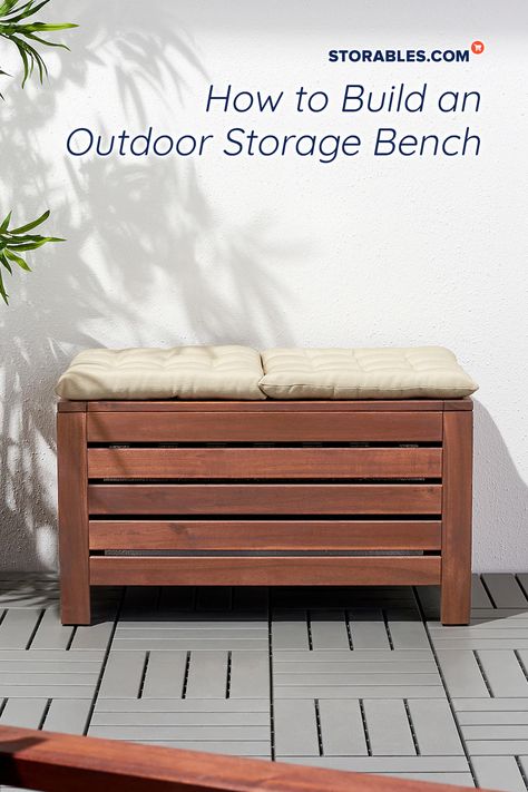 Add EXTRA SEATING AND STORAGE to your patio with these amazing DIY OUTDOOR STORAGE BENCH ideas. Here are SIX ways you can build one with ease! #outdoor #storage #bench #patio #furniture #home #house #decor #design #diy #doityourself #chair #organization #build #howto #how #storables Patio Organization Ideas, Diy Outdoor Storage Bench, Storage Bench Ideas, Patio Organization, Patio Furniture Storage, Patio Storage Bench, Garden Storage Bench, Custom Outdoor Furniture, Diy Outdoor Storage