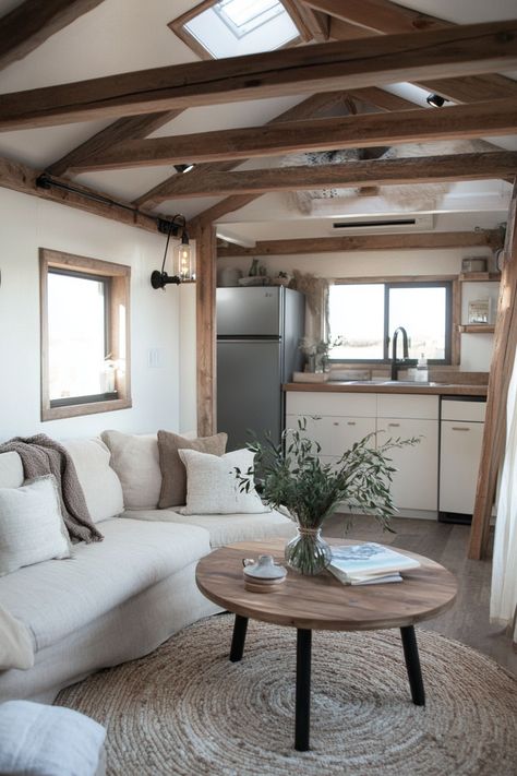 5 Cozy Tiny Home Living Rooms  If you think that style and comfort can only be achieved in spacious areas, prepare to have your ideas transformed. Our latest post reveals the surprisingly cozy and inviting living rooms of five tiny homes, proving size doesn't always matter. Get ready to redefine your concept of living large as…  Read more: https://tastyinteriors.com/5-cozy-tiny-home-living-rooms/ Tiny Cabin Living Room, Tiny Home Fireplace, Mini Cabin Interior, Tiny House California, Tiny House Fireplace, Tiny Home Living Room, Tiny Cabin Living, Tiny House Living Room Ideas, Cozy Tiny Home