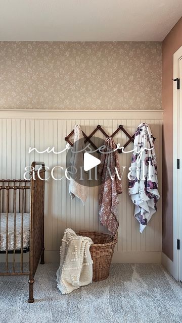 Kristen | Opal and Home | Home Design & Decor | DIY on Instagram: "The nursery accent wall is giving vintage and I love it! I had such a hard time picking the wallpaper in here and I swear it took me a month. I knew I wanted a vintage feel, and I knew what color palette I wanted, but I just couldn’t land on what pattern. In the end I went with a calmer vintage pattern that pairs well with the beadboard and the color in the rest of the room. Can you tell I love beadboard?! Haha and there’s still one more room to go 😂 Still need to add a few finishing touches in here and also find a new faux plant, because the olive tree was just too big in here. What type of plant do you think I should add?? #nursery #nurserydecor #nurserydesign #girlnursery #girlnurserydecor #nurseryinspo #vintagenur Beadboard With Wallpaper, Beadboard Nursery, Beadboard And Wallpaper, Beadboard Bedroom, Beadboard Accent Wall, Wallpaper And Beadboard, Holiday Shots, Shiplap Nursery, Beadboard Wall