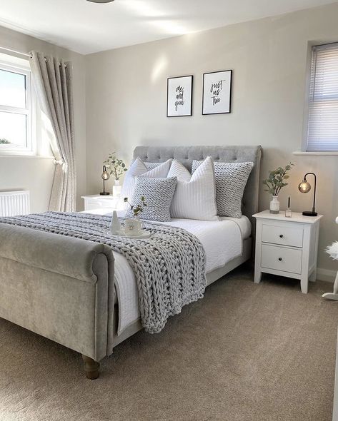 Egyptian Cotton Bedroom, Beige Walls Bedroom, Sateen Bedding, Luxury Duvet Cover, Grey Bed, Glam Bedroom, Christmas Is Over, Condo Decorating, Corner Decor