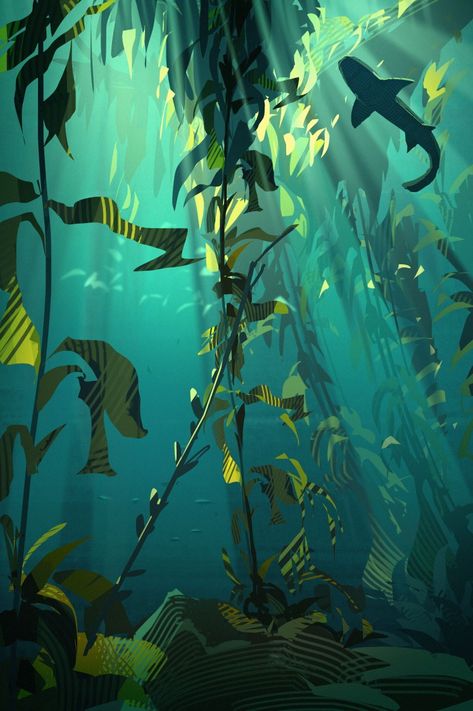 Henry Wong, Nature Illustrations, Underwater Painting, Underwater Scene, Underwater Art, Landscape Concept, Environment Design, Environment Concept Art, Environmental Art