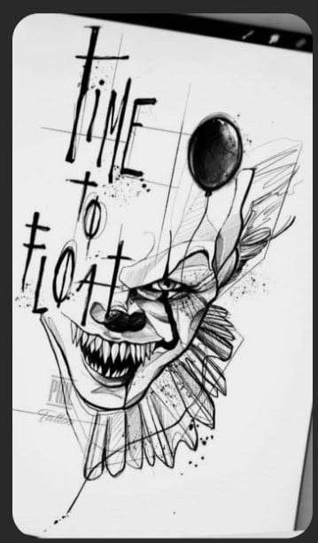 Pennywise Tattoo, Dark Disney Tattoo, It Sketch, Pen Art Work, Aries Tattoo, Half Sleeve Tattoos For Guys, Dark Souls Art, Tattoo Stencil Outline, Horror Tattoo