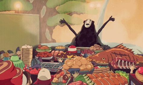 This glorious variety of meat and fish in Spirited Away. | 28 Times Cartoon Food Made You Hungrier Than Real Food Ghibli Food, Art Studio Ghibli, Year Journal, Chihiro Y Haku, Cute Asian Fashion, Studio Ghibli Art, Ghibli Movies, Ghibli Art, Jrr Tolkien