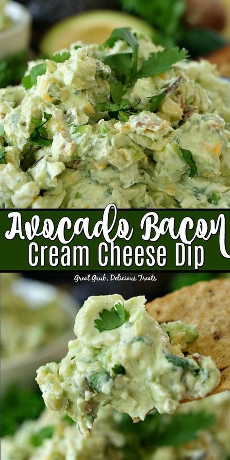 27+ Easy Chip Dip Recipes That Are Crowd Pleasers Bacon Cream Cheese Dip, Bacon Dip Recipes, Avocado Dip Recipe, Avocado Recipes Dinner, Avocado Recipes Healthy, Avocado Recipe, Cream Cheese Dip, Delicious Dips, Avocado Dessert