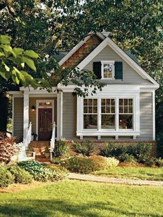 The Best Southern Living House Plans Under 2,000 Square Feet | Southern Living Green Bungalow, Oxford House, Exterior Siding Colors, Flip Ideas, Best Exterior Paint, House Paint Color Combination, Southern Living House Plans, Small Cottage Homes, Siding Colors