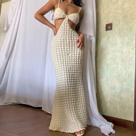 Cream Dress Crochet Long Dress, Elegant Long Dress, Cami Maxi Dress, Elegant Maxi Dress, Weave Style, Suspender Dress, Elegant Dresses Long, Maxi Dress Evening, Party Outfits