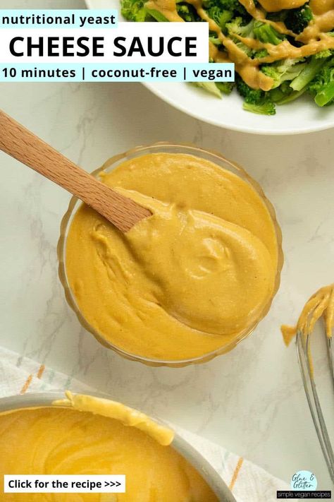 Creamy, rich nutritional yeast cheese sauce comes together in just 10 minutes on the stovetop. It's great for dipping tortilla chips, drizzling on veggies, and even using in place of dairy cheese for dishes like nachos or mac and cheese. Cheese Sauce With Nutritional Yeast, Vegan Cheese Without Nutritional Yeast, Nutritional Yeast Cheese, Vegan Cheese Sauce Nut Free, Nutritional Yeast Uses, Nutritional Yeast Cheese Sauce, Dairy Free Cheese Sauce, Quick Mac And Cheese, Cheese Sauces