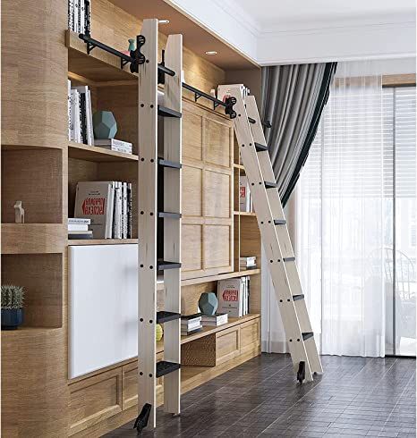 Loft Ladder Ideas, Ship Ladder, Router Table Plans, Sliding Ladder, Stair Slide, Rolling Ladder, Home Office Library, Library Ladder, Loft Stairs